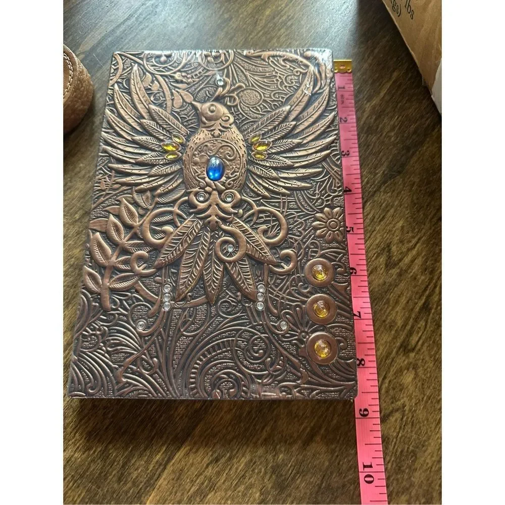 Necklace and journal / Vintage looking Phoenix bronze journal 100 pages